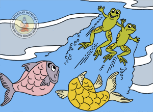 The Tale Of Two Fishes And A Frog - Panchatantra Story Picture