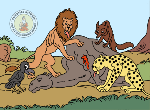 The Lion, The Camel, The Jackal And The Crow - Panchatantra Story Picture